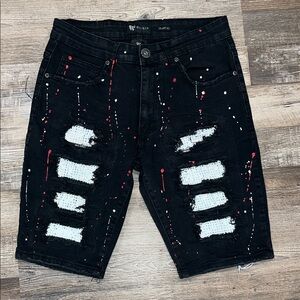 WAIMEA - Black Distressed Shorts with rhinestones